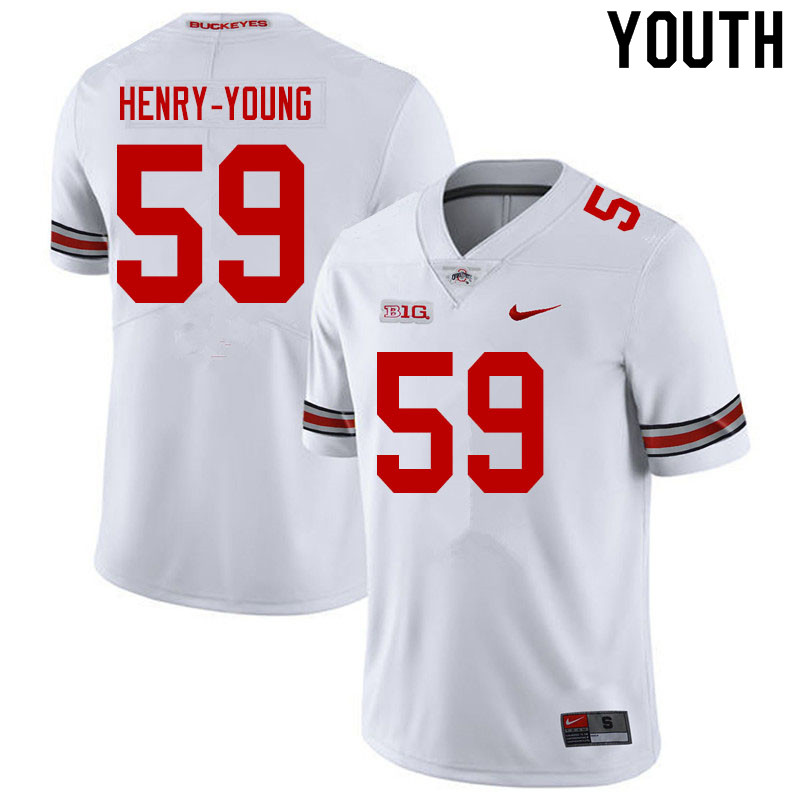 Ohio State Buckeyes Darrion Henry-Young Youth #59 White Authentic Stitched College Football Jersey